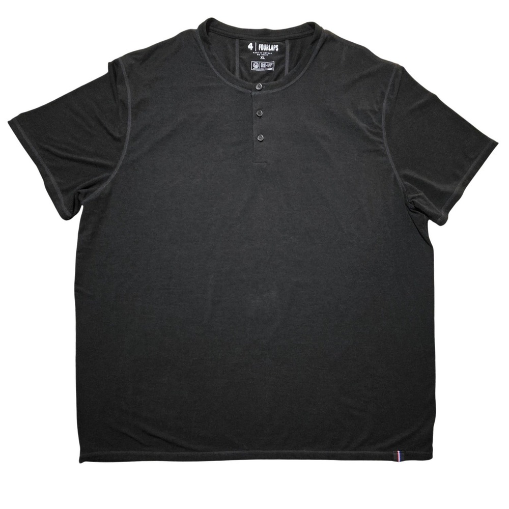 Fourlaps Mens Radius Re-Up Short Sleeve Henley Black XL - Picture 5 of 10
